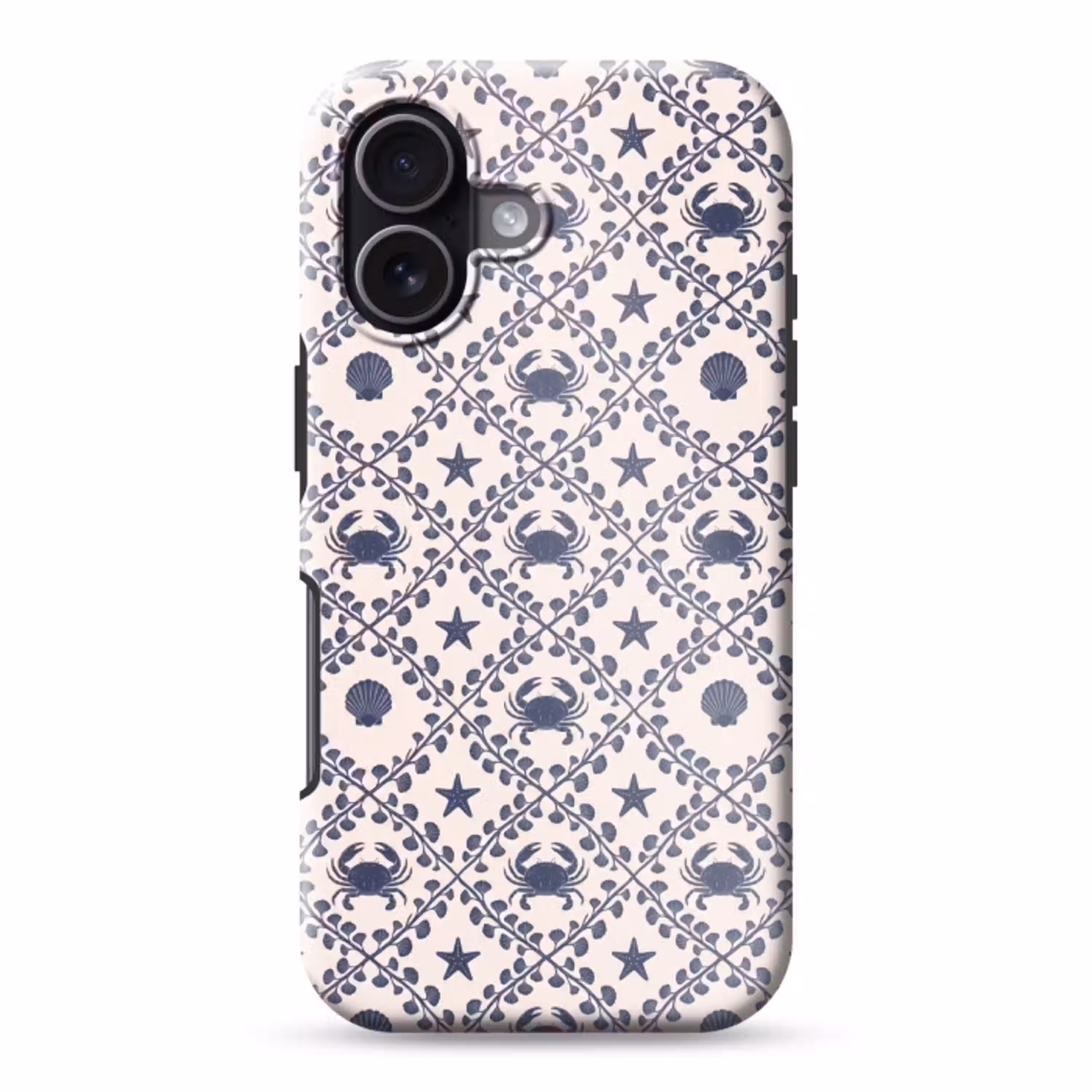 Zee - Krab - Zeester - Patroon - Blauw Toughcase MagSafe Apple iPhone 17 klein -3d
