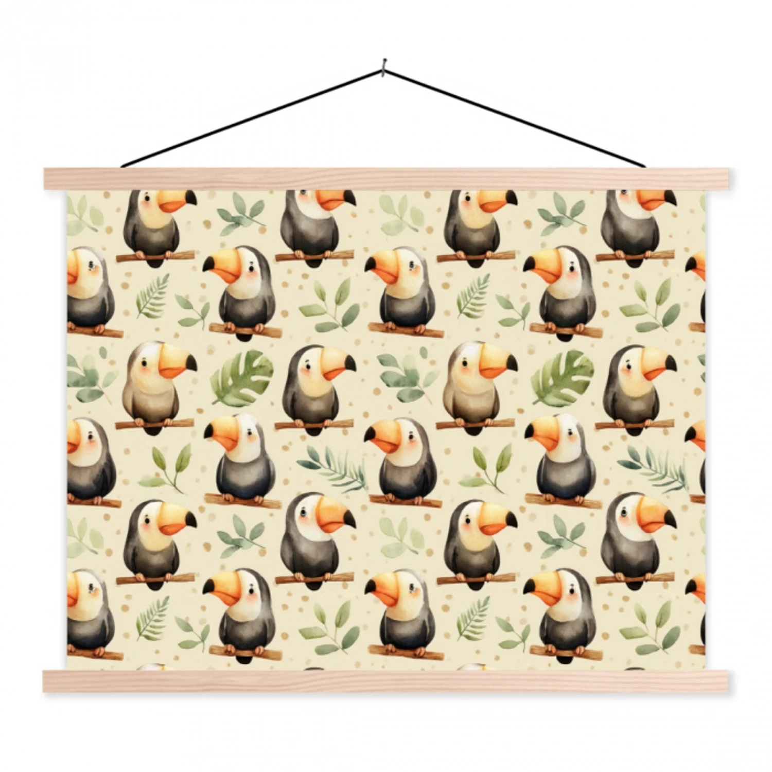Toekans - Exotisch - Kleurrijk textielposter latten blank klein 122 -3d