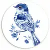 Vogel - Delfts blauw - Illustratie - Bloemen Wandcirkel kunststof plaat 5mm dik klein -3d