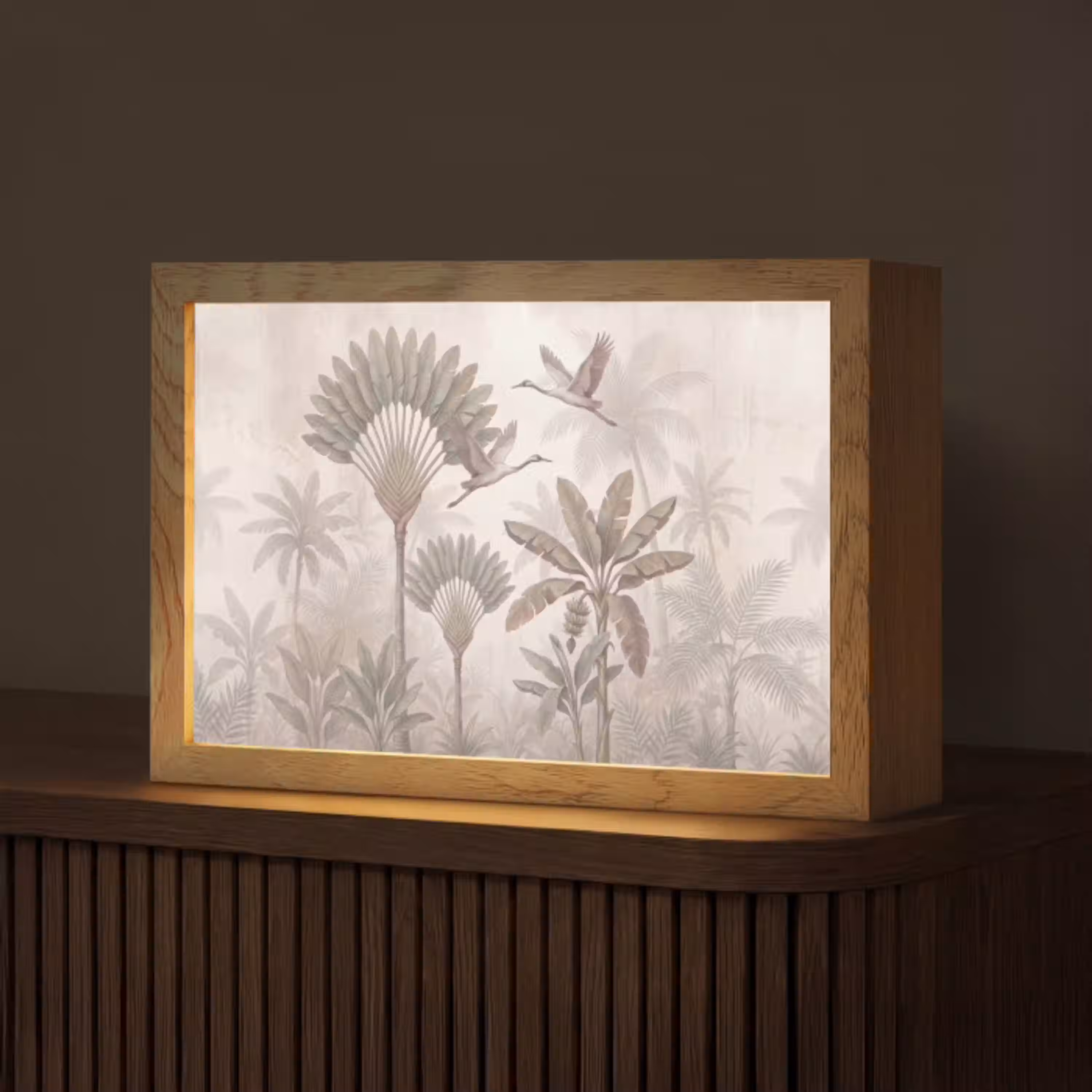 Vogel - Tropisch - Jungle - Natuur - Beige Light Box met kabel (Tafellamp) klein -z3d_website