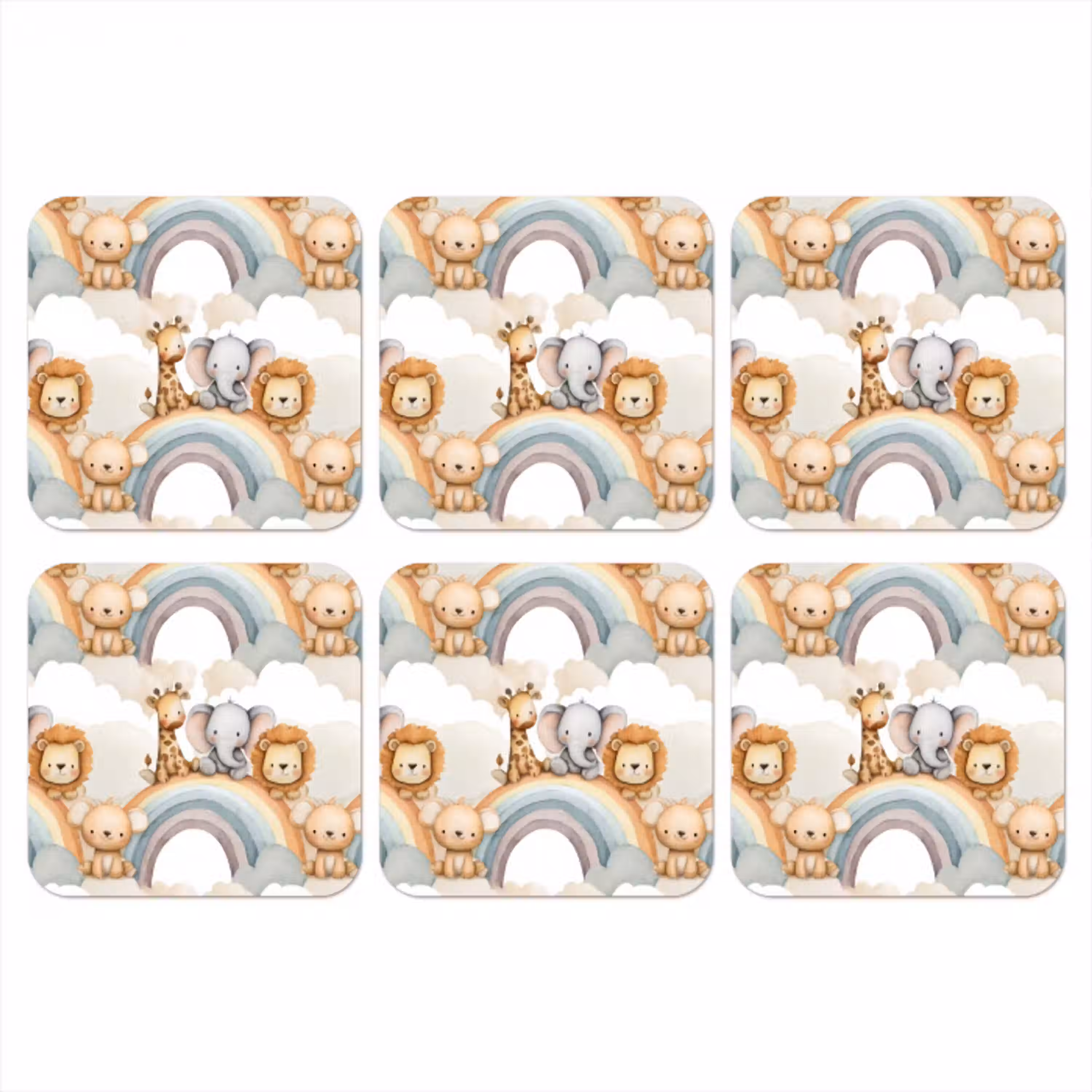 Safari - Regenboog - Kleurrijk onderzetter kurk middel 366 -3d
