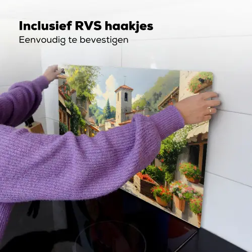 Dorp - Zon - Kraampjes - Huizen Inductie beschemer met haakjes klein -ky-ophangen-nl