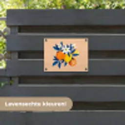 Illustratie - Sinaasappels - Donkerblauw - Bloemen tuinposter los doek klein -sfeer3