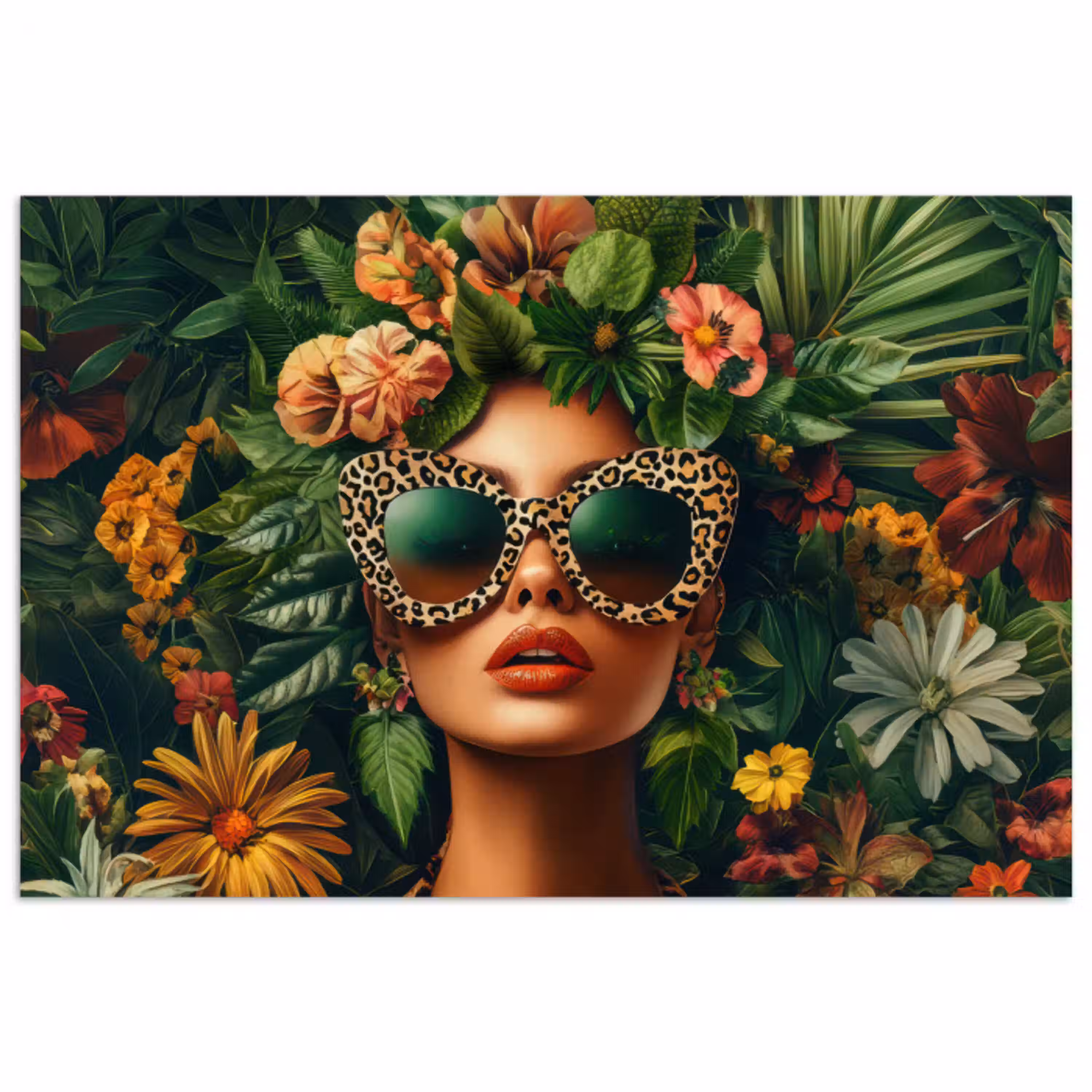 Vrouw - Panterprint - Jungle - Natuur - Luxe poster papier klein -3d