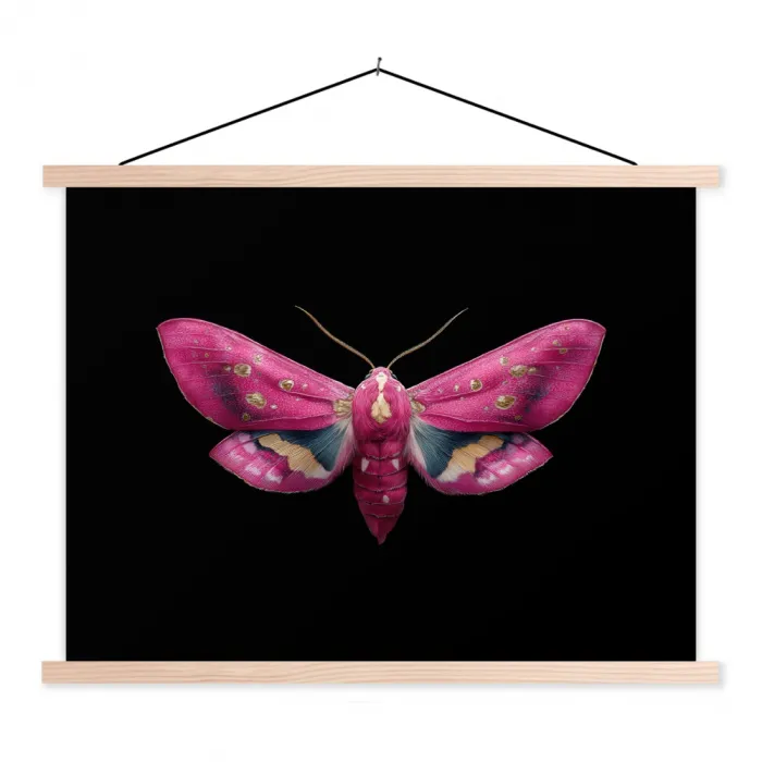 Vlinder - Roze - Nachtvlinder textielposter latten blank klein -3d