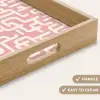 Doolhofpatroon - Roze - Wit - Abstract Dienblad Rechthoek middel 911 -USP_HandgreepEN