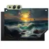 Zee - Zon - Golven - Rotsen Inductie beschemer met haakjes klein -3d
