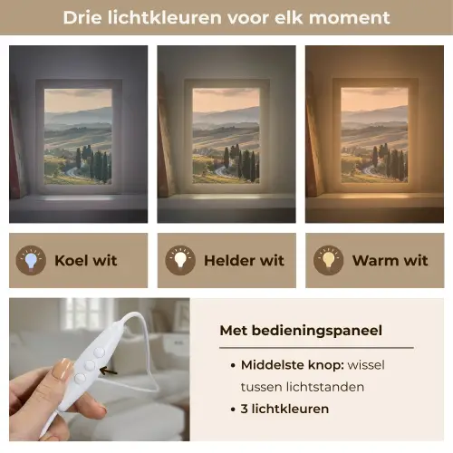 Toscaans - Landschap - Heuvels Light Box met kabel (Tafellamp) klein -USP_lichtkleurNL