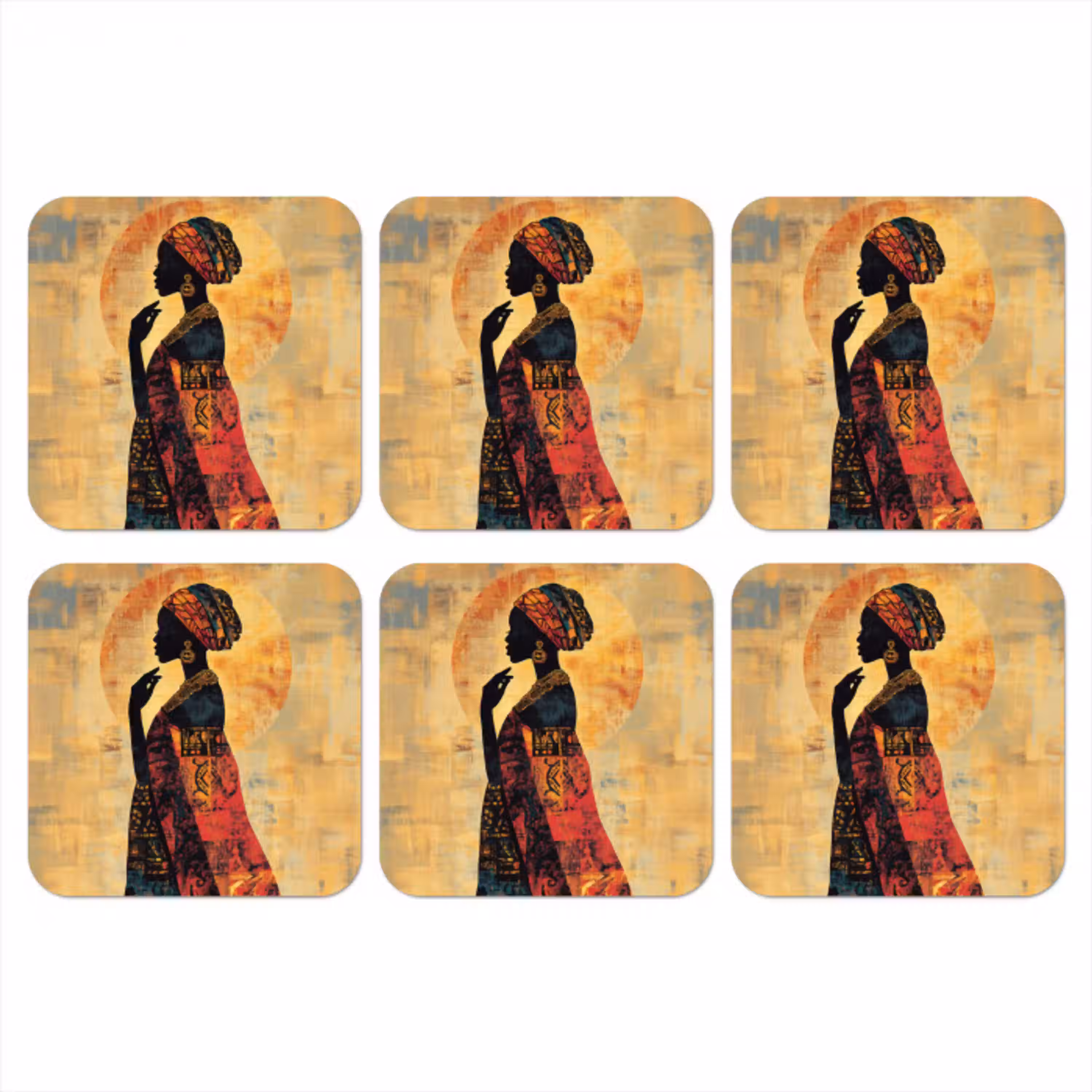 Vrouw - Silhouet - Patronen - Sierlijk onderzetter kurk middel -3d