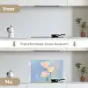 Tulpen - Roze accenten - Blauw keuken achterwand spatscherm klein -voor_na_NL
