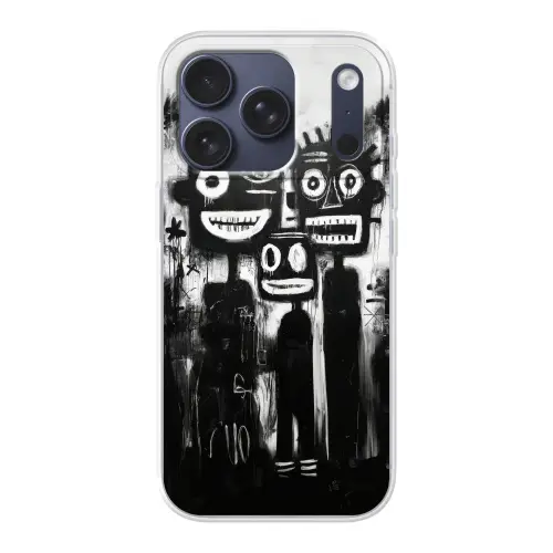 Schilderij - Figuren - Zwart - Abstract Telefoonhoesje iPhone 17 Pro klein -3d
