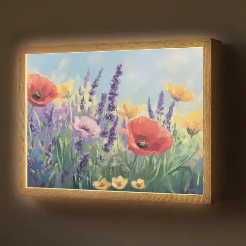 Weide - Bloemen - Kleurrijk Light Box met batterij (Wandlamp) middel -z3d_website