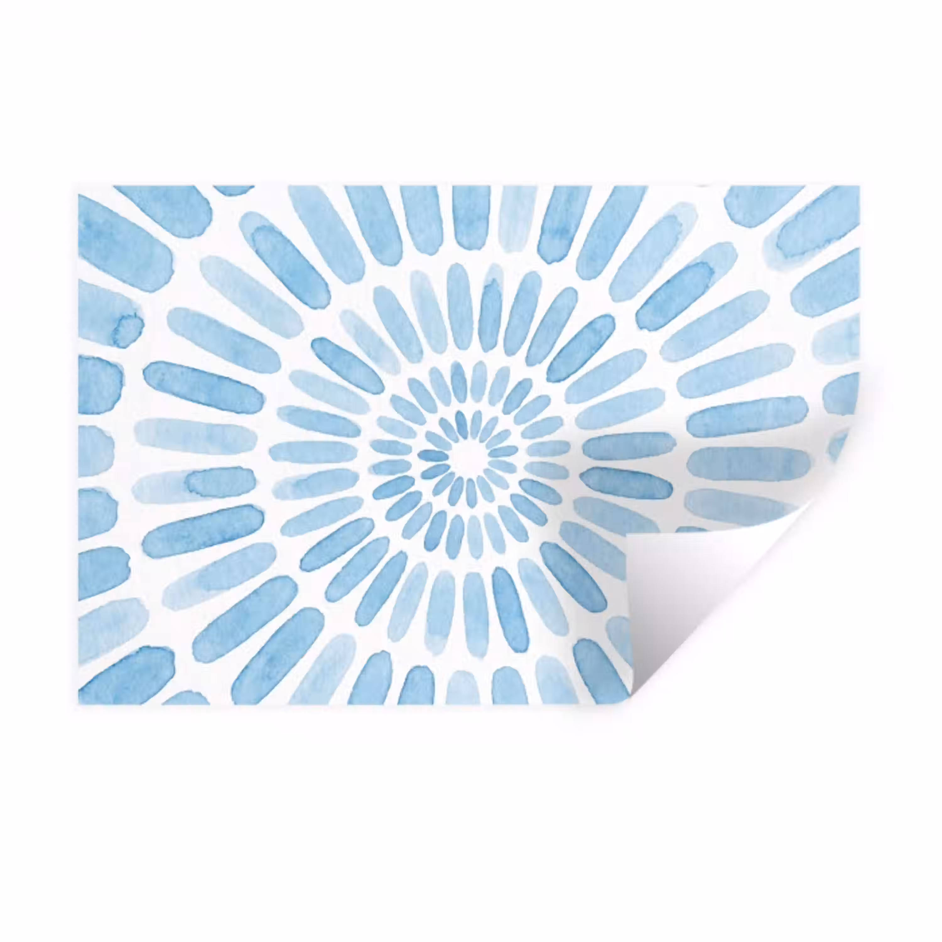 Abstract - Vormen - Kunst - Aquarel - Blauw Muursticker klein -3d