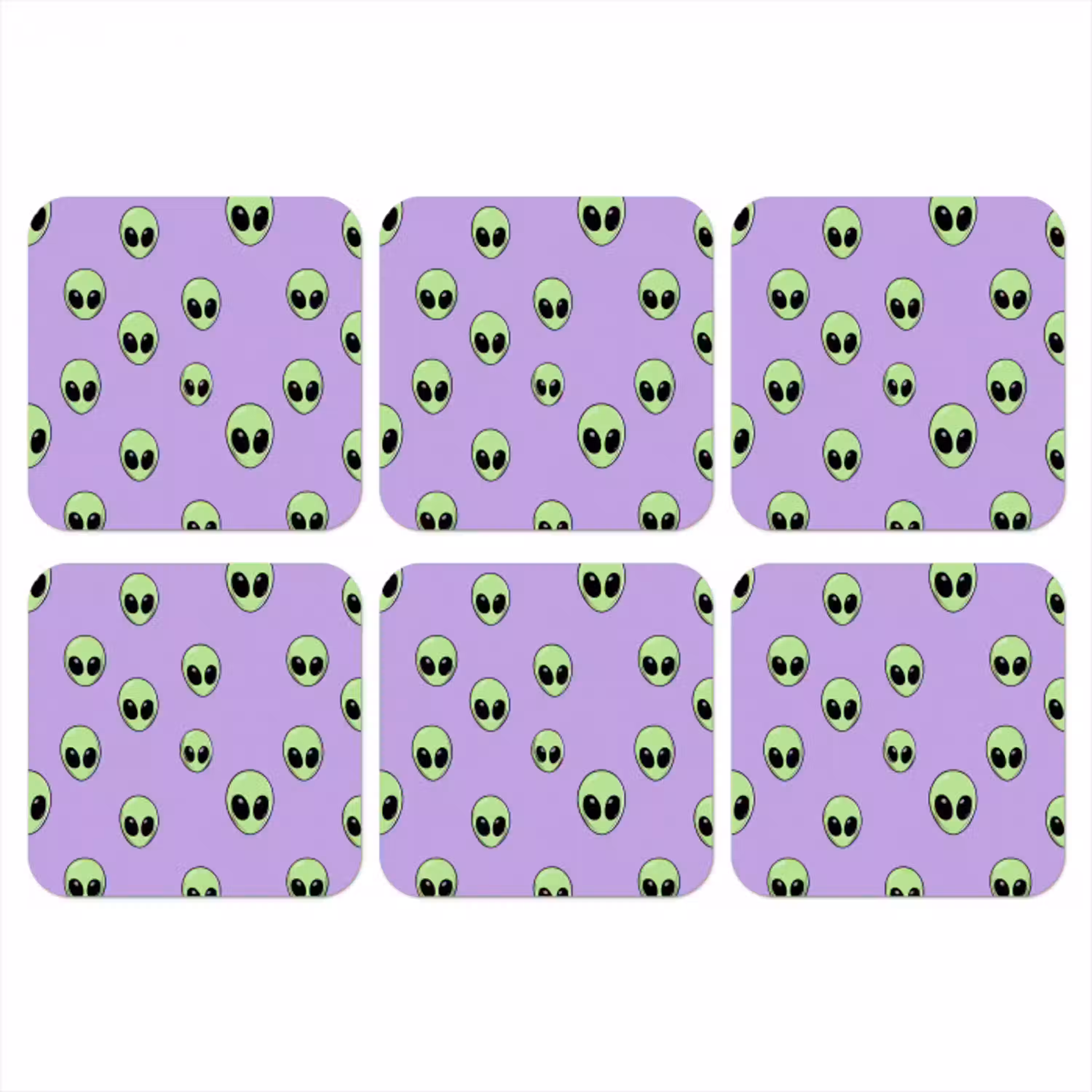 Alien - Retro - Lila onderzetter kurk middel 366 -3d