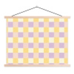 Blokjes - Lila - Geel textielposter latten blank klein 122 -3d