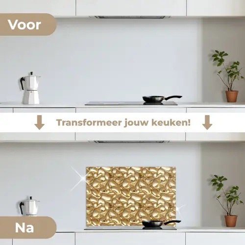 Abstract - Modern - Goud keuken achterwand spatscherm klein 900 -voor_na_NL