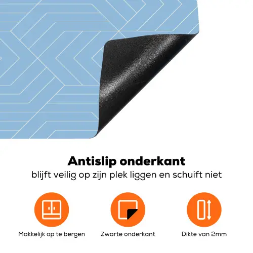 Blauw - Wit - Lijnen - Patroon Inductie beschermer vinyl 3mm klein 276 -zzzzzzz-td-onderkant