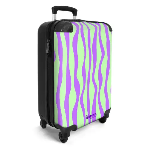 Lila strepen op een mintgroene achtergrond NBS - Handbagage koffer - Kinderen Unisex middel -productfoto_3d