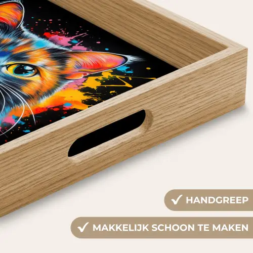 Kat - Graffiti - Kleurrijk - Wafel - Eten Dienblad Rechthoek middel -USP_HandgreepNL