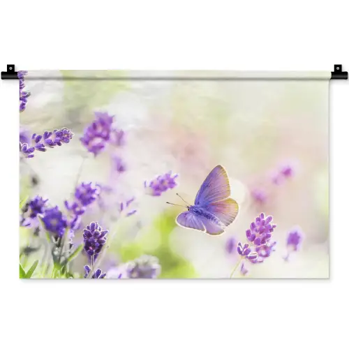 Lavendel - Vlinder - Bloemen Wandkleed katoen klein -zz3d