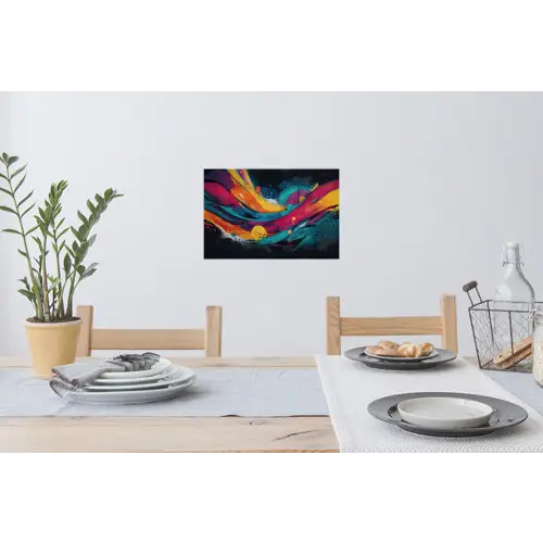 Banen - Golven - Kleurrijk - Abstract Muursticker klein -eettafel