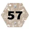 Beige bloemmotief - Traditioneel Naambord Hexagon klein -3d
