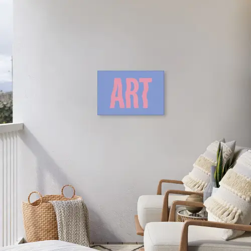 Art - Roze - Blauw Tuinposter op houten frame 2 cm dik klein -sfeer1