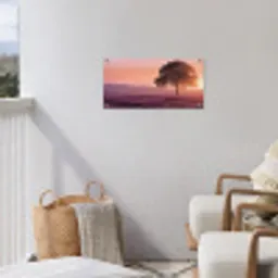 Boom - Heide - Zonsopgang tuinposter los doek klein -sfeer8