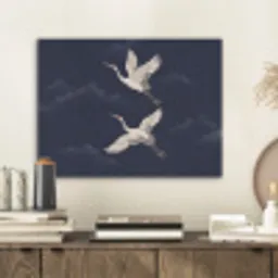 Kraanvogels - Nachthemel - Blauw PET vilt klein -sfeer1