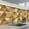 Geometrisch - Driehoek - Goud keuken achterwand 2 middel 871 -3d_schuin