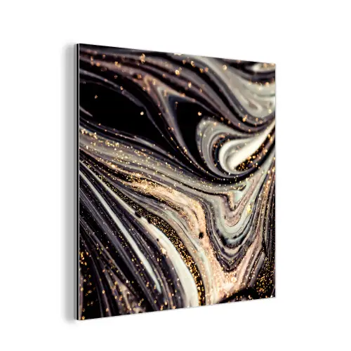 Marmerlook - Zwart - Goud - Wit - Glitter - Marmer aluminium wit klein -3d
