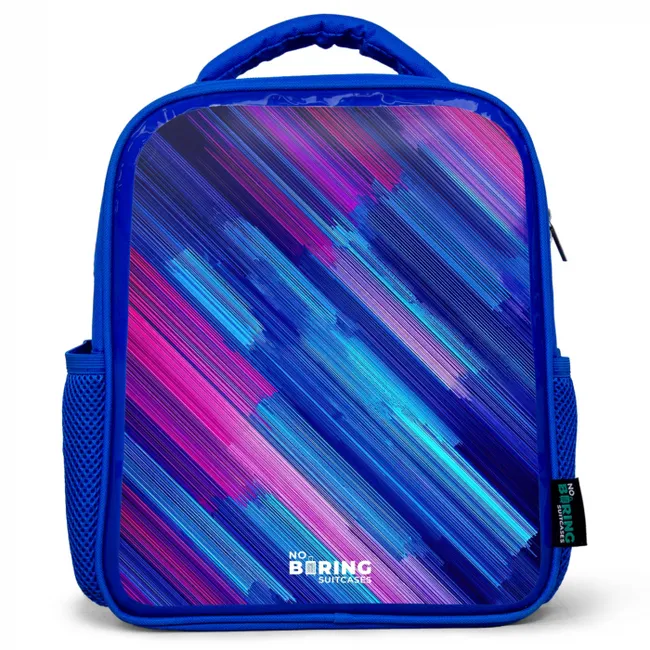 Kids' Backpacks Blue -. Neon - Stripes - Abstract - Blue - Pink