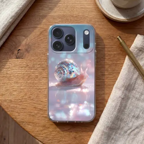 Slak - Disco - Mozaïek - Blauw Telefoonhoesje iPhone 17 Pro klein -sfeer1
