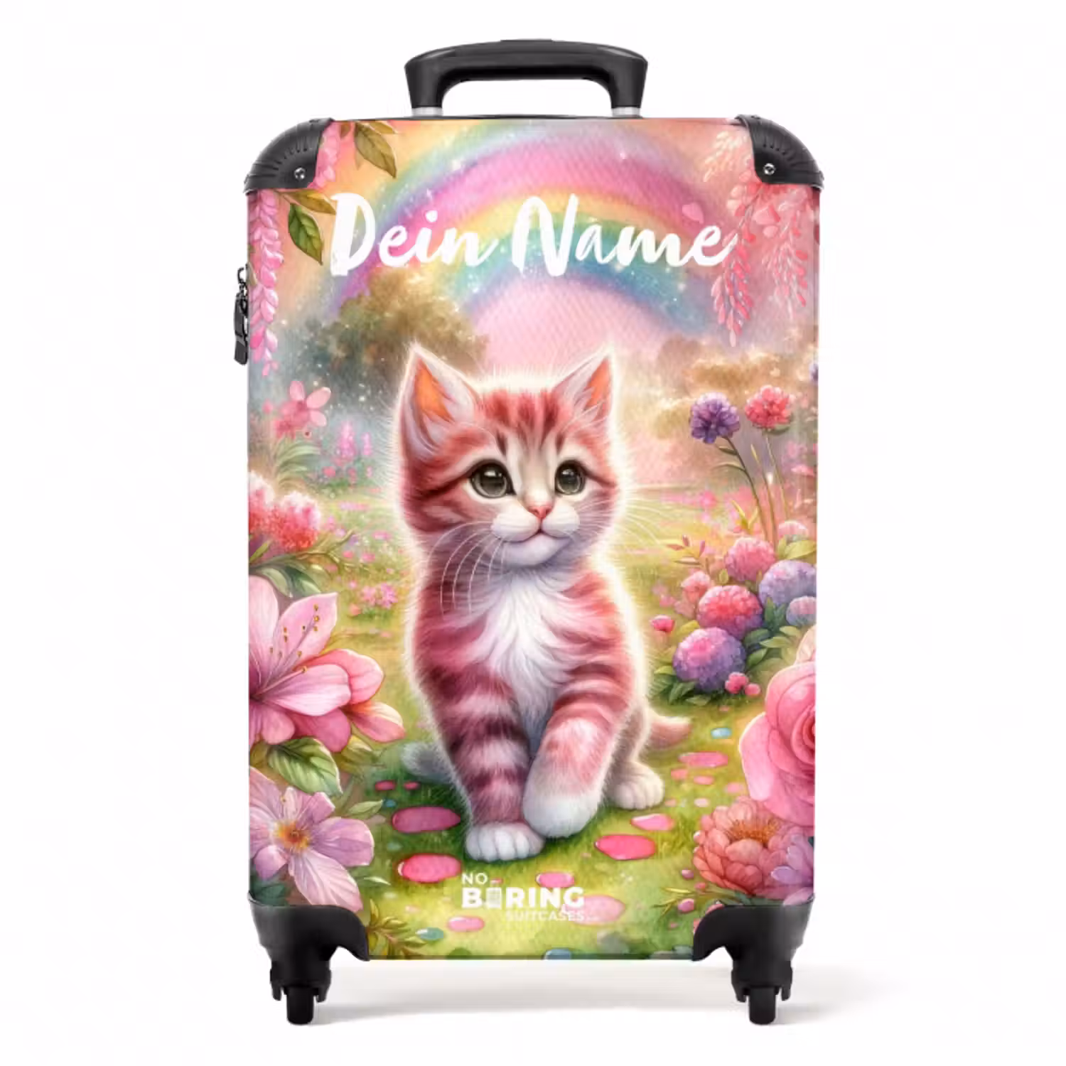 Koffer mit Name – Rosa Regenbogenkätzchen