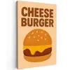 Cheeseburger - Minimalistisch - Geel Tuinposter op houten frame 2 cm dik middel -3d