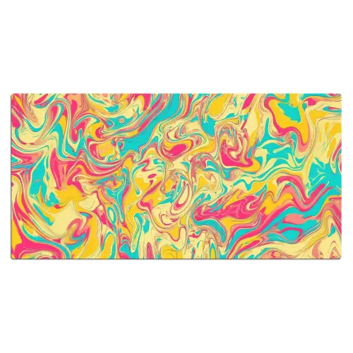 Geel - Roze - Blauw - Retro Muismat XXL klein -3d_leeg