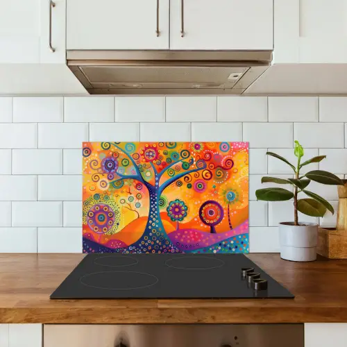 Boom - Levensboom - Abstract - Kleurrijk keuken achterwand spatscherm klein -sfeer2