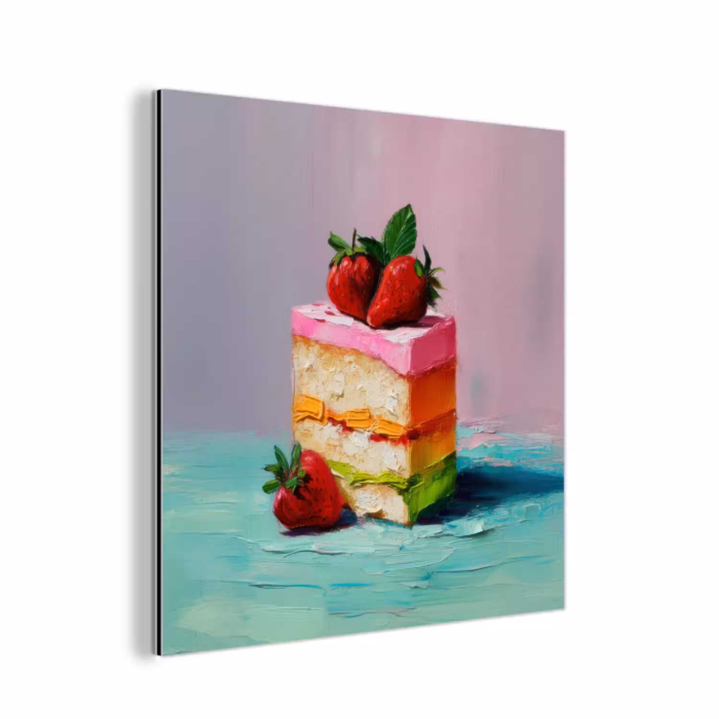 Taartje - Aardbeien - Glazuur - Kleurrijk aluminium wit klein -3d