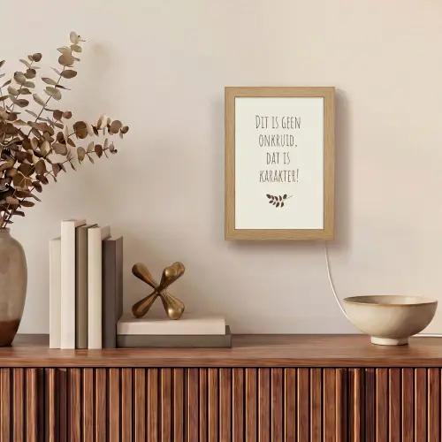 Bruin - Minimalistisch - Quote - Zomer Light Box met kabel (Wandlamp) klein -sfeer2