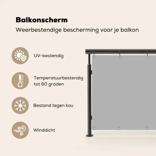 Grijs - Effen print Balkonbeschermer Duitsland klein 596 -specs_NL