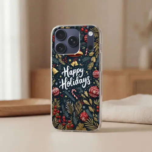 Feestelijk - Kerstgroet - Kleurrijk Telefoonhoesje iPhone 17 Pro klein -sfeer2