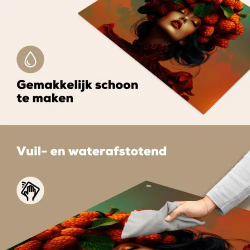 Vrouw - Frambozen - Bladeren Inductie beschemer met haakjes klein -ky-schoon-nl