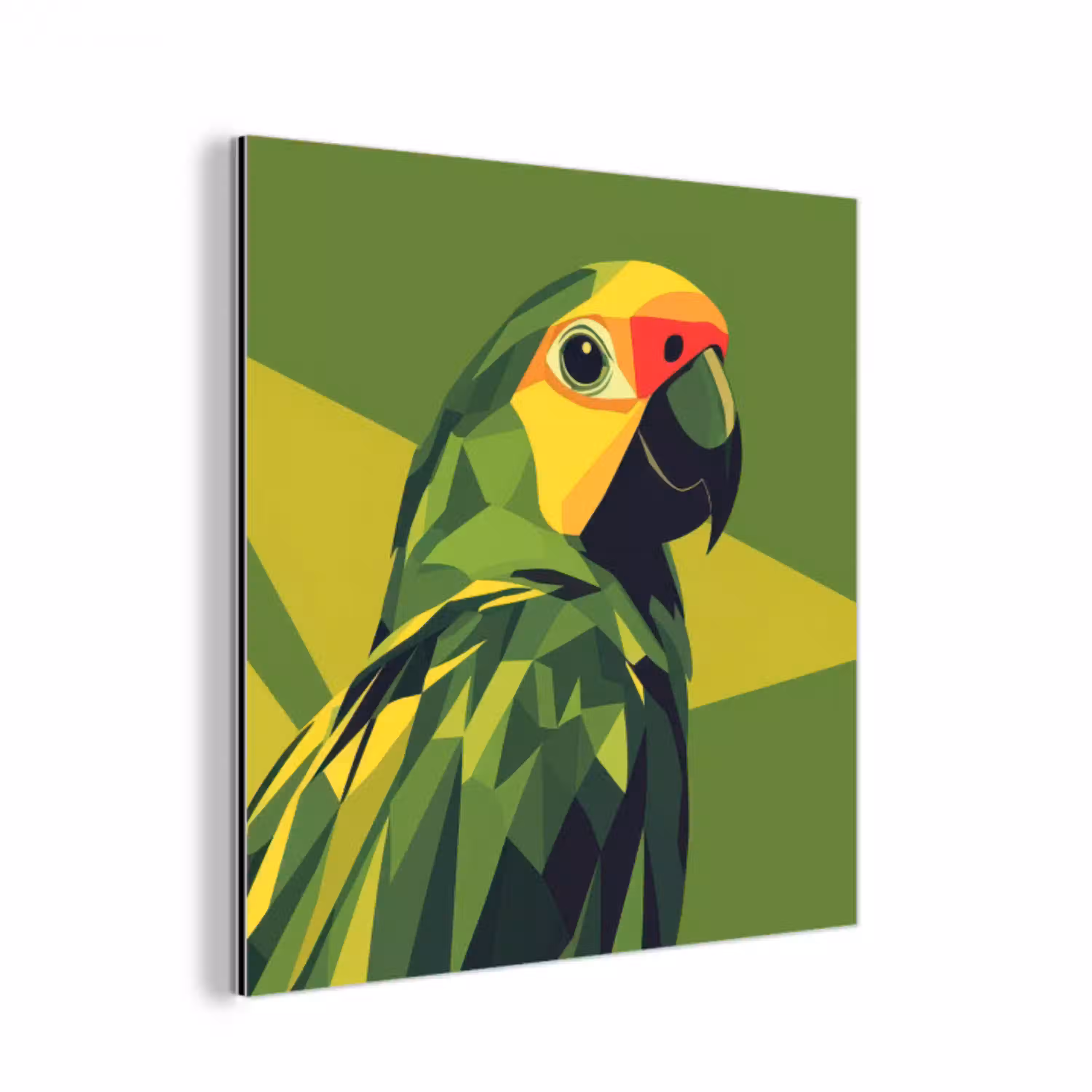 Papegaai - Groen - Snavel - Abstract aluminium wit klein -3d