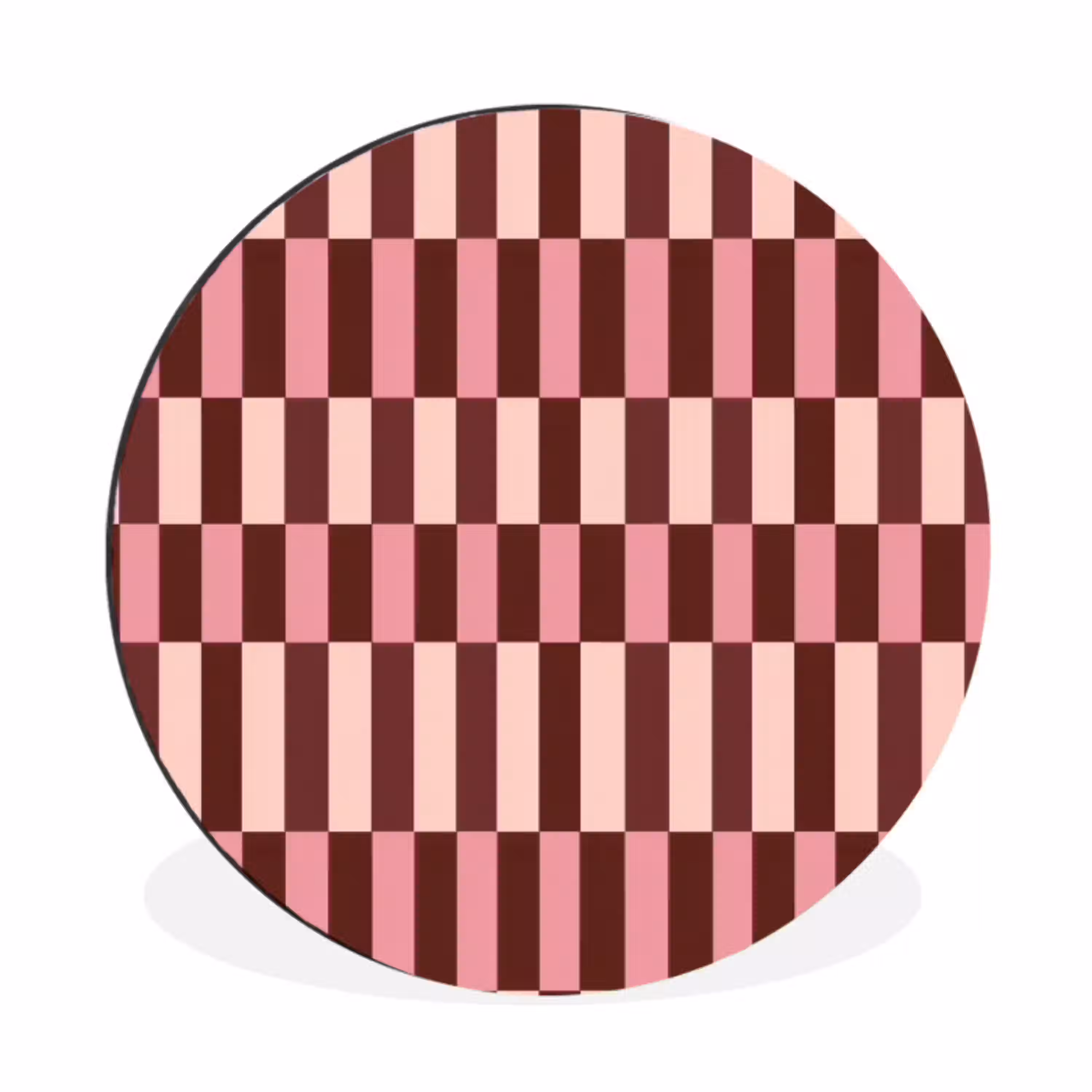 Roze - Rood - Blokjes Wandcirkel aluminium klein 190 -3d