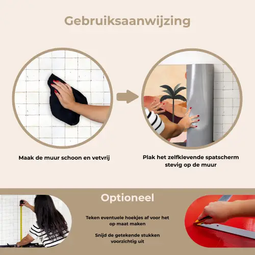 Heuvels - Palmbomen - Abstract keuken achterwand spatscherm klein -gebruiksaanwijzing_NL