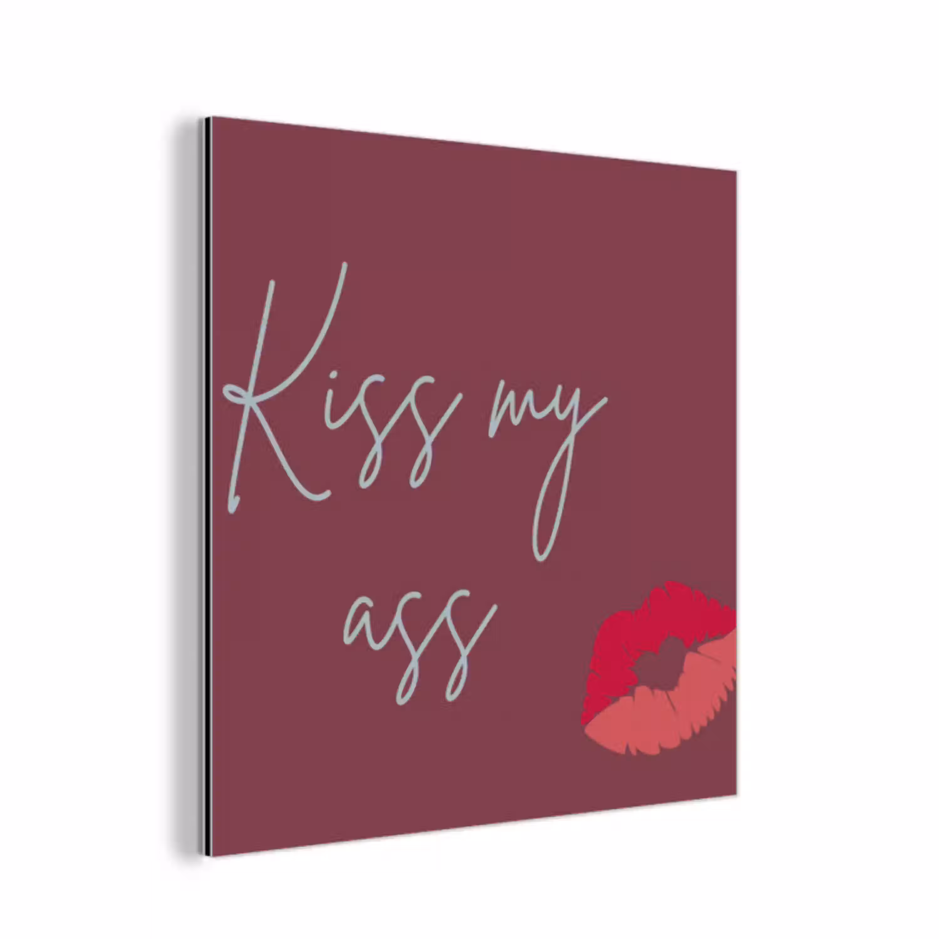 Kiss my ass - Lip - Bordeaux aluminium wit klein -3d
