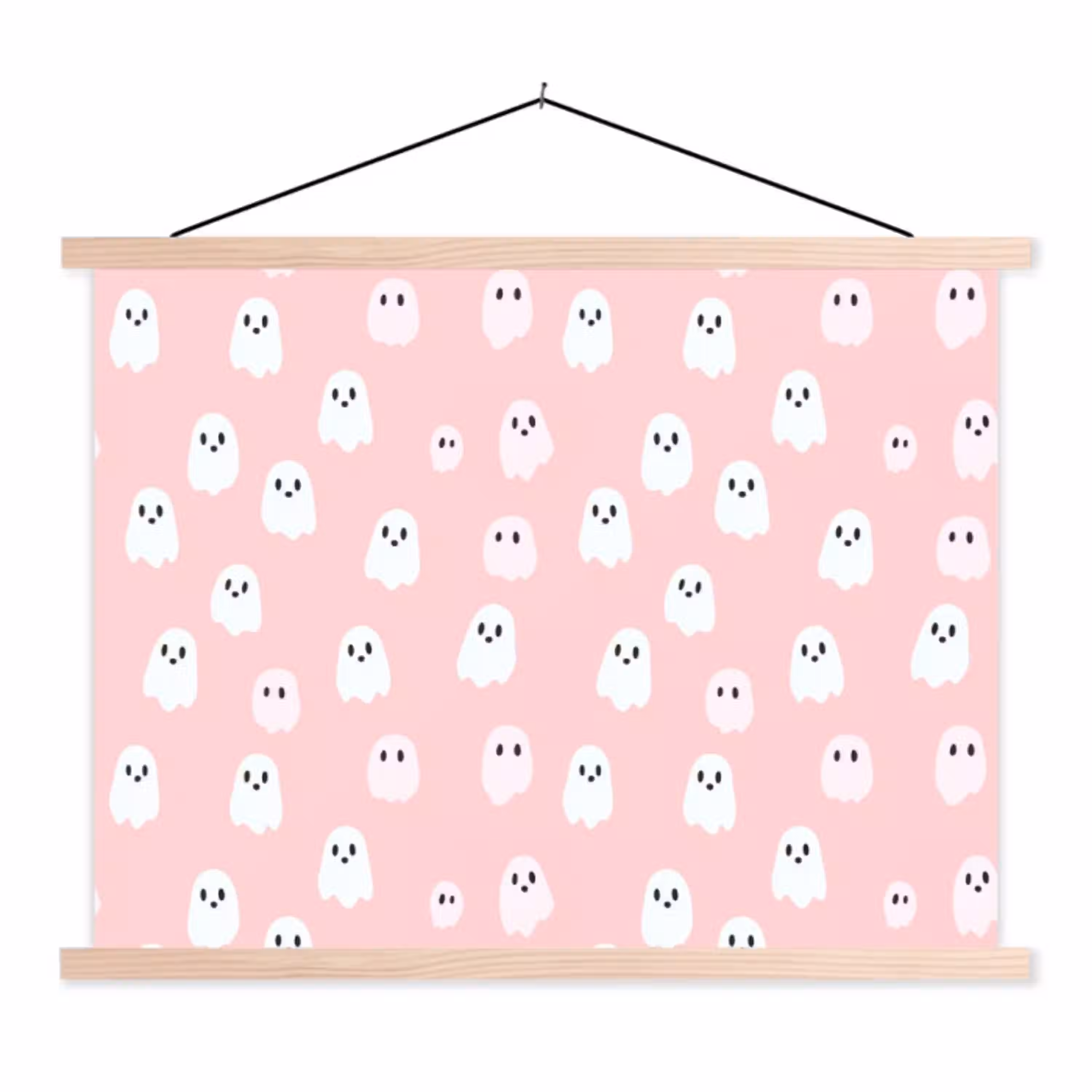 Spookjes - Patroon - Roze textielposter latten blank klein 122 -3d