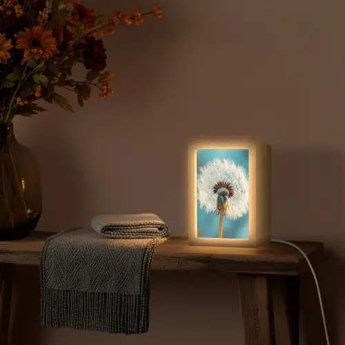 Paardenbloem - Natuur - Bloemen - Blauw Light Box met kabel (Tafellamp) klein -sfeer4