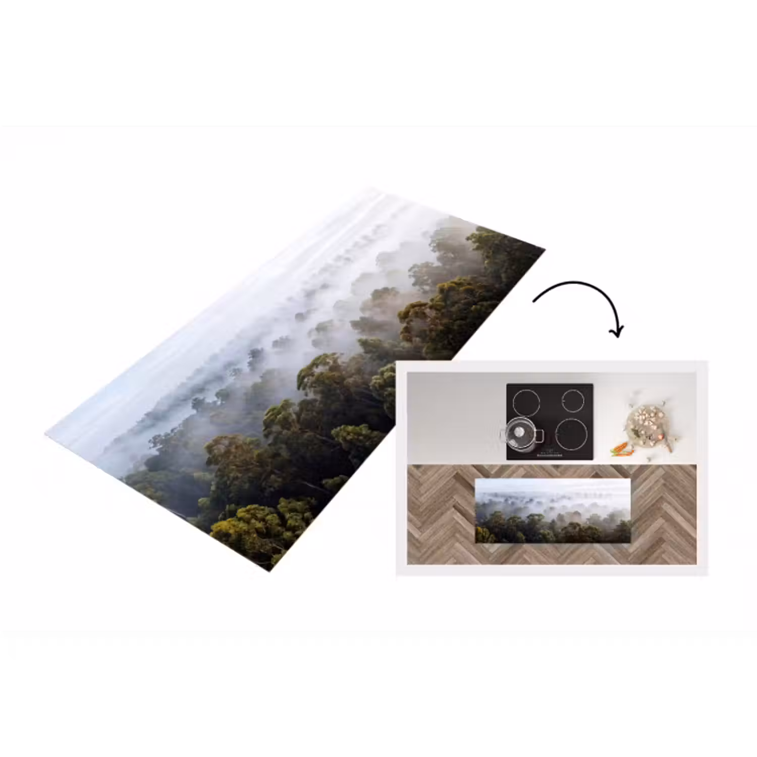 Küchenläufer - Natur – Nebel – Wald – Morgen – Gold