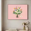 Bloemen - Lint - Kaartje Textielframe zwart klein -sfeer2